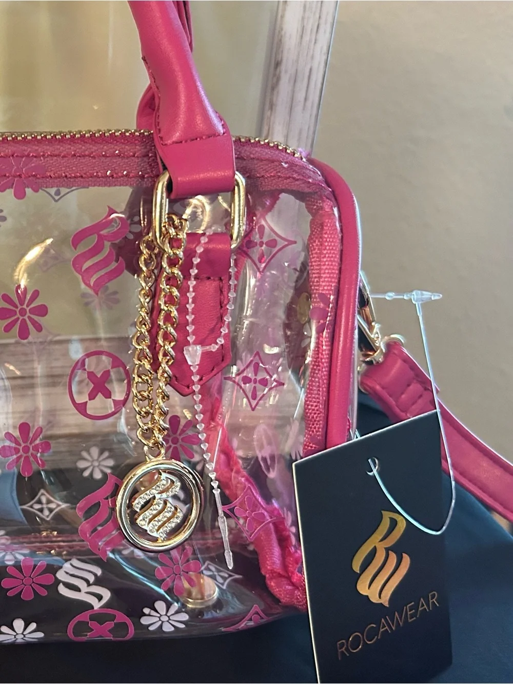 RocaWear Clear Pink Accent Women’s Crossbody Satchel